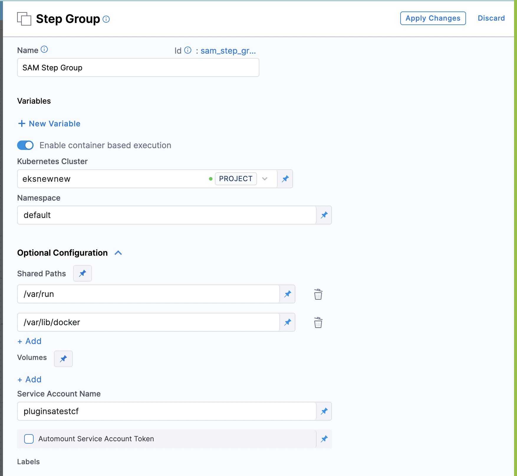 Step Group Configuration